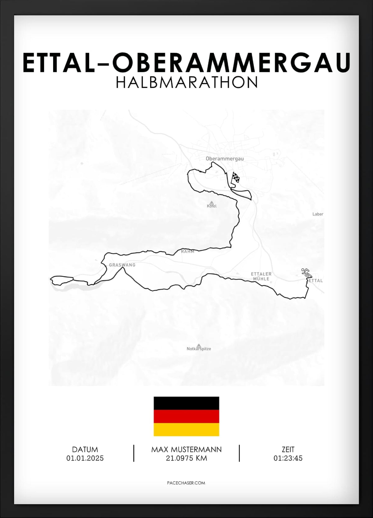 Ettal-Oberammergau Laufposter (Halbmarathon / Panoramalauf / Wellneslauf)
