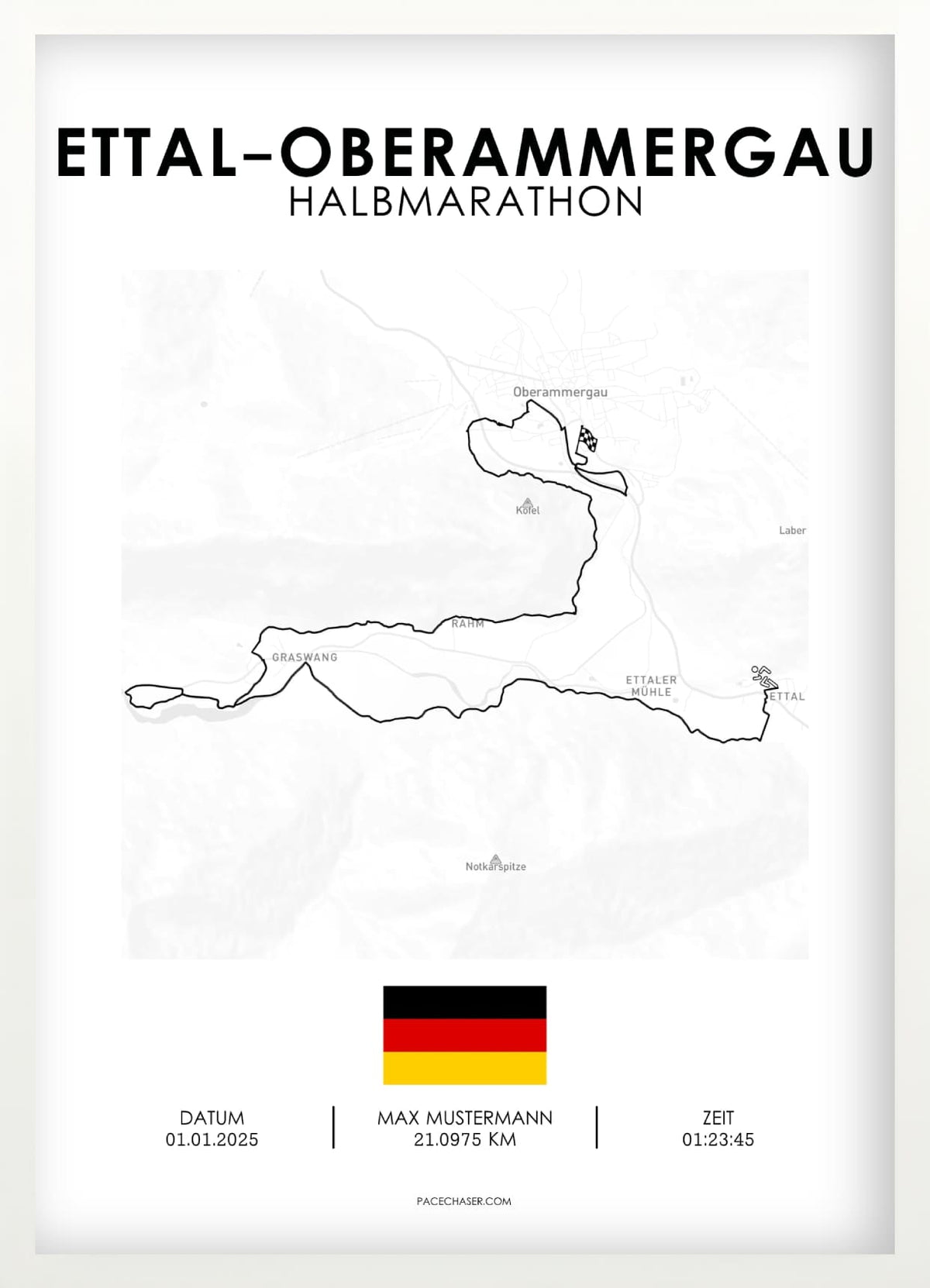 Ettal-Oberammergau Laufposter (Halbmarathon / Panoramalauf / Wellneslauf)