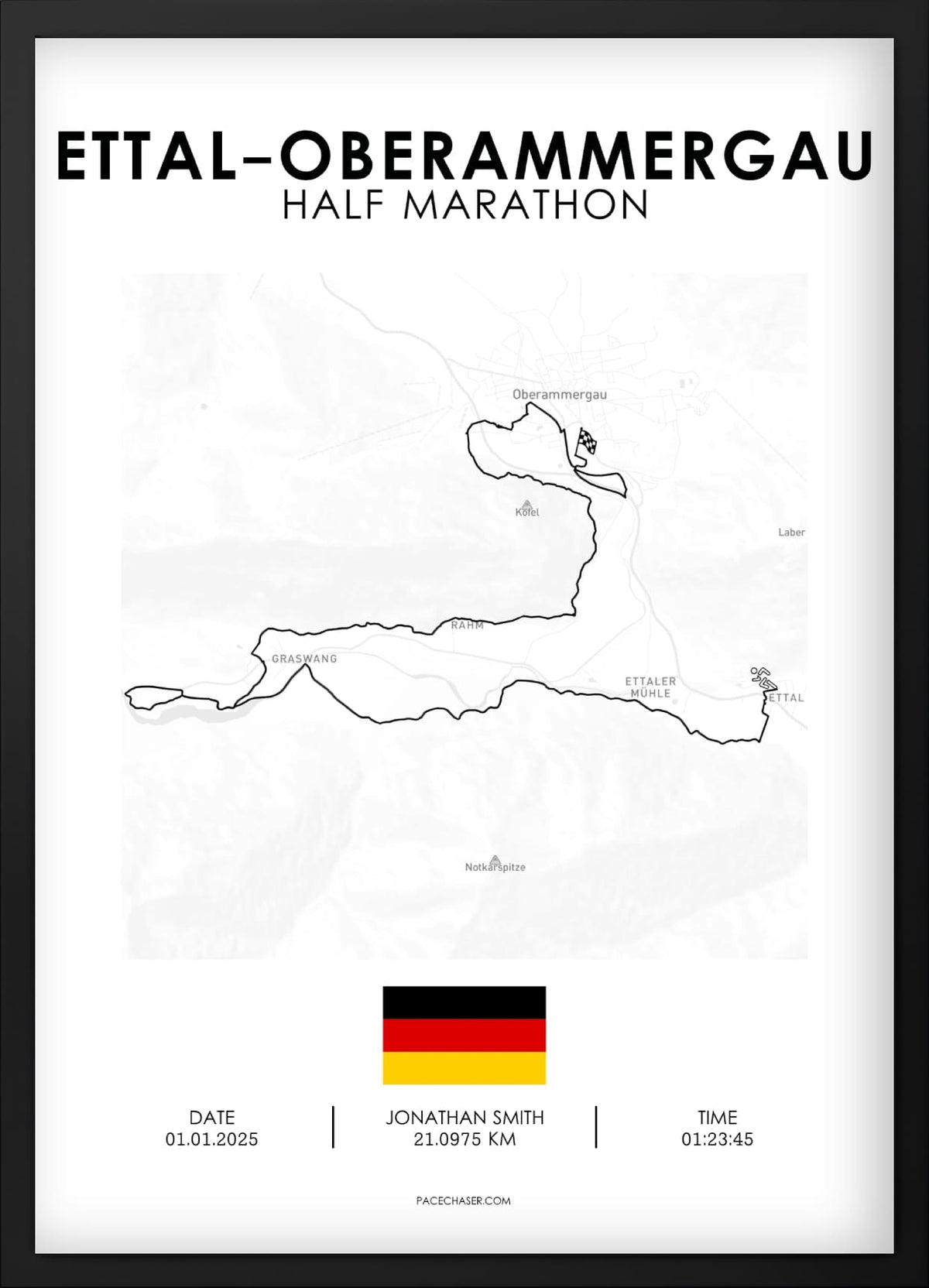 Ettal-Oberammergau Laufposter (Halbmarathon / Panoramalauf / Wellneslauf)