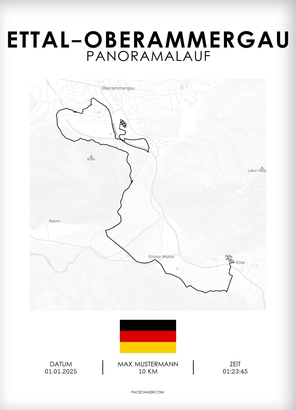 Ettal-Oberammergau Laufposter (Halbmarathon / Panoramalauf / Wellneslauf)