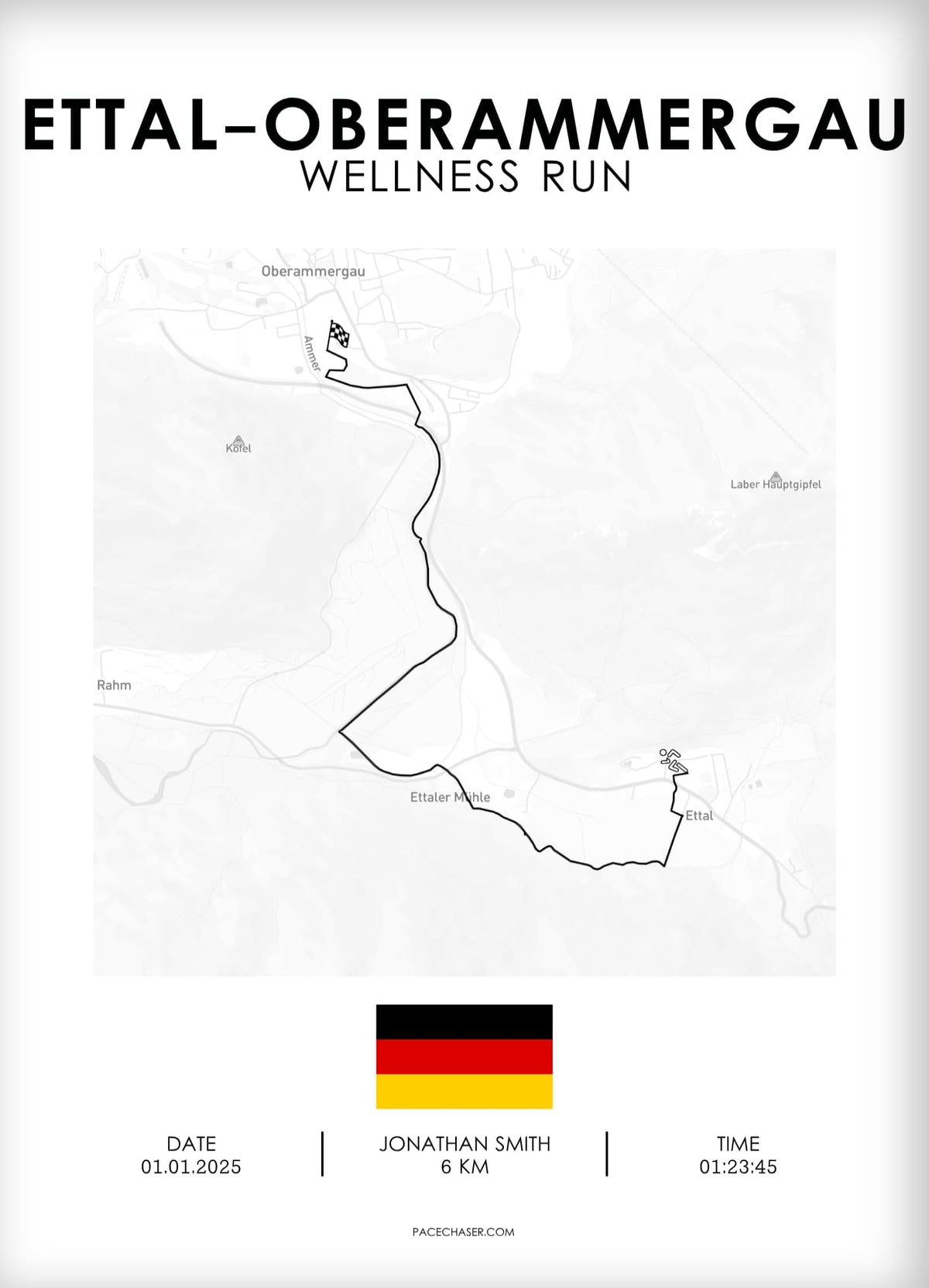 Ettal-Oberammergau Laufposter (Halbmarathon / Panoramalauf / Wellneslauf)