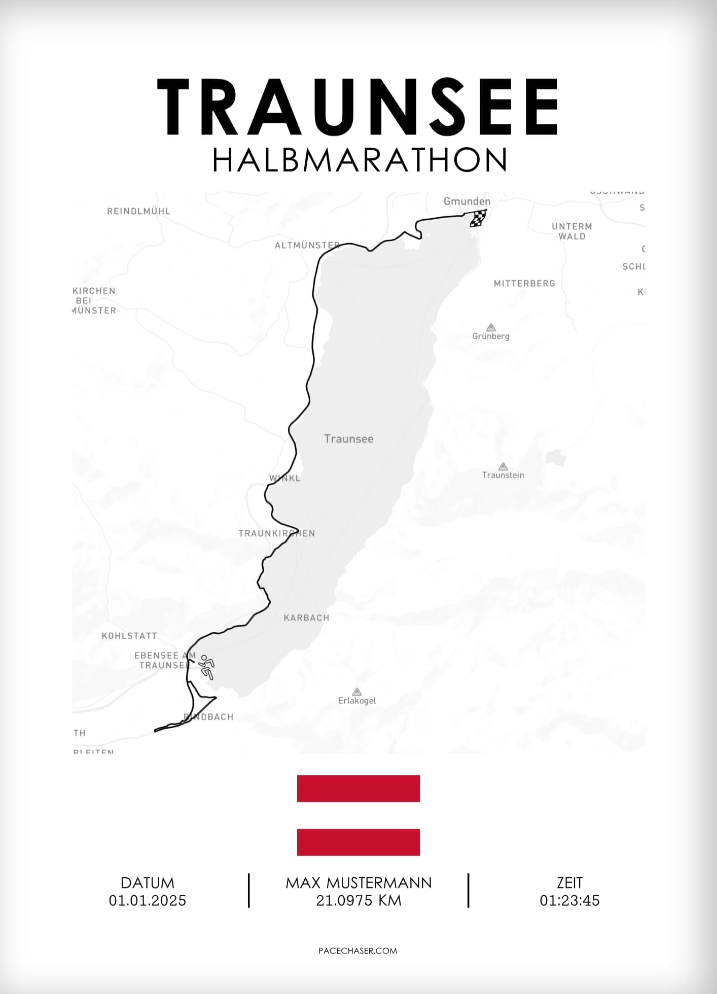 Traunsee Halvmaraton / Genuss-Lauf / Sun-Run Løbsplakat