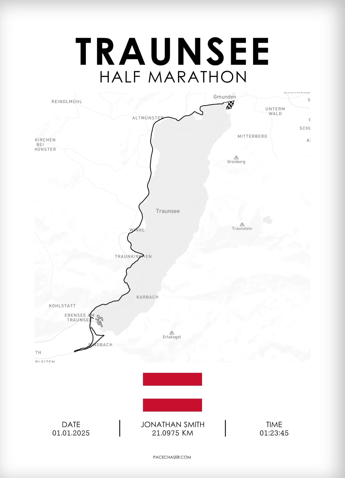 Traunsee Halvmaraton / Genuss-Lauf / Sun-Run Løbsplakat